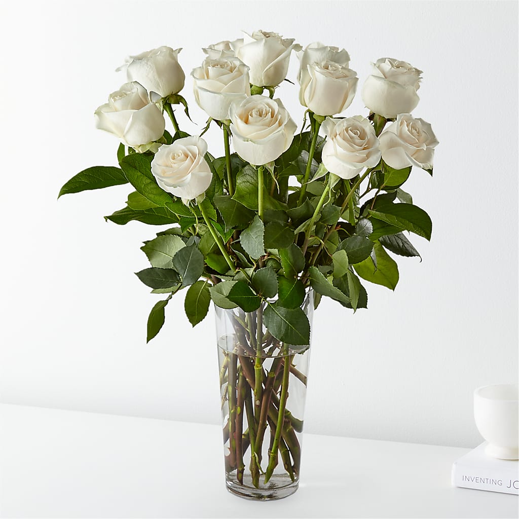 Long Stem White Rose Bouquet – Maplewood Florist, Maplewood NJ
