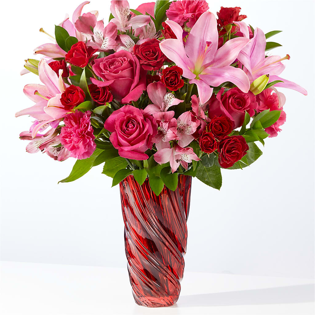 In Love Bouquet with Luxe Swirl Vase – Maplewood Florist, Maplewood NJ