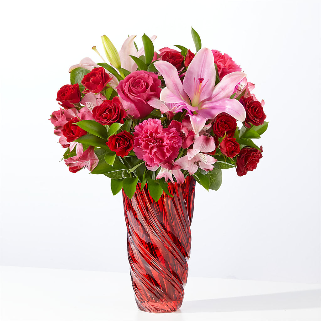 In Love Bouquet with Luxe Swirl Vase – Maplewood Florist, Maplewood NJ