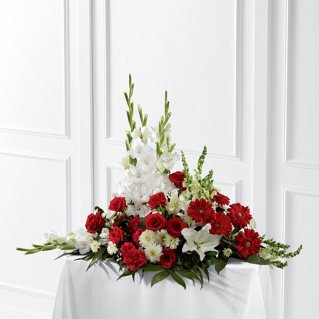 Crimson & White Arrangement – Maplewood Florist, Maplewood NJ