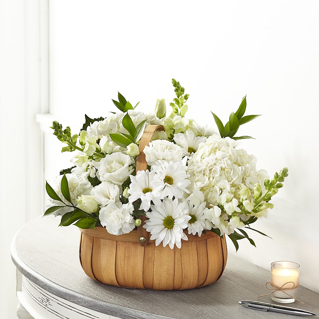 Pure Ivory Basket – Maplewood Florist, Maplewood NJ