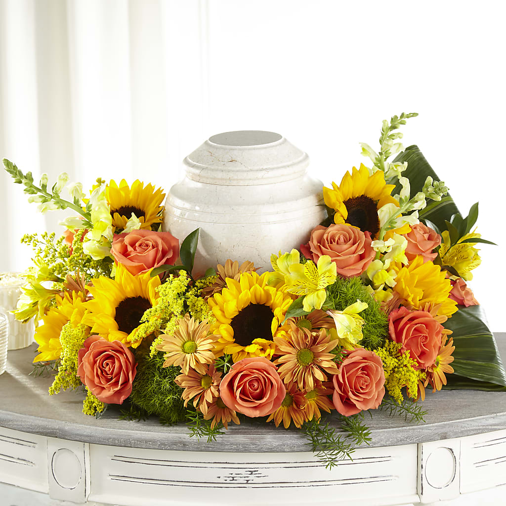 Faithful Sunflower Cremation Adornment – Maplewood Florist, Maplewood NJ