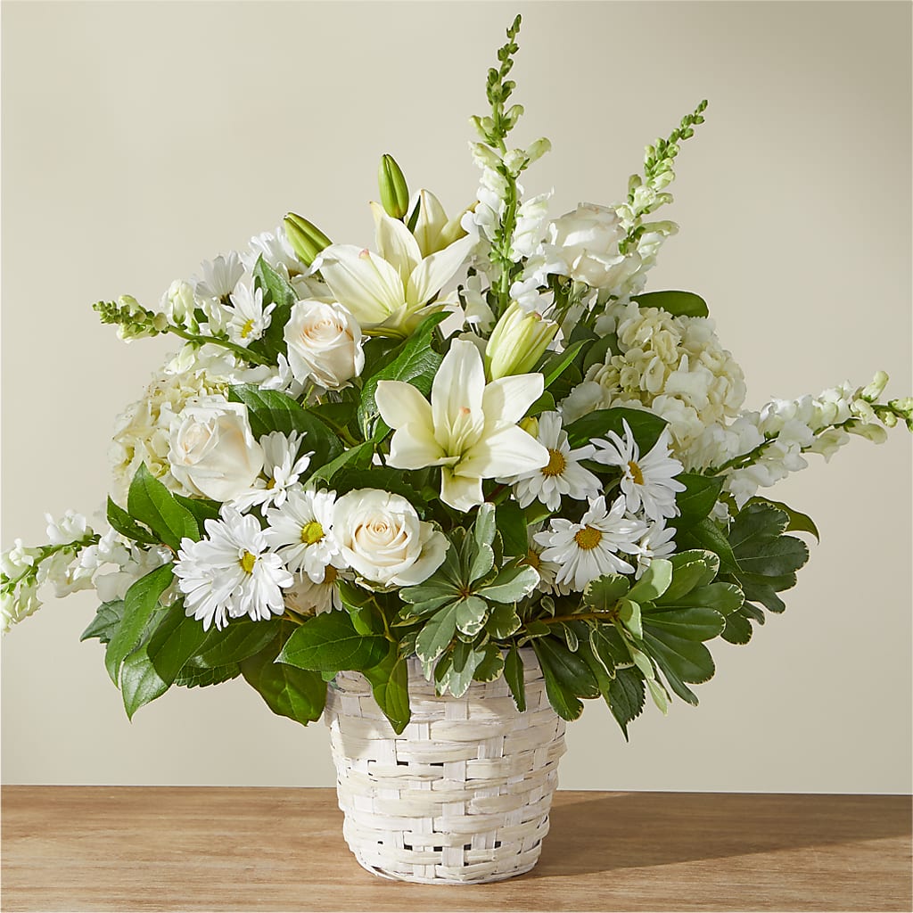 Ivory Elegance Floral Basket – Maplewood Florist, Maplewood NJ