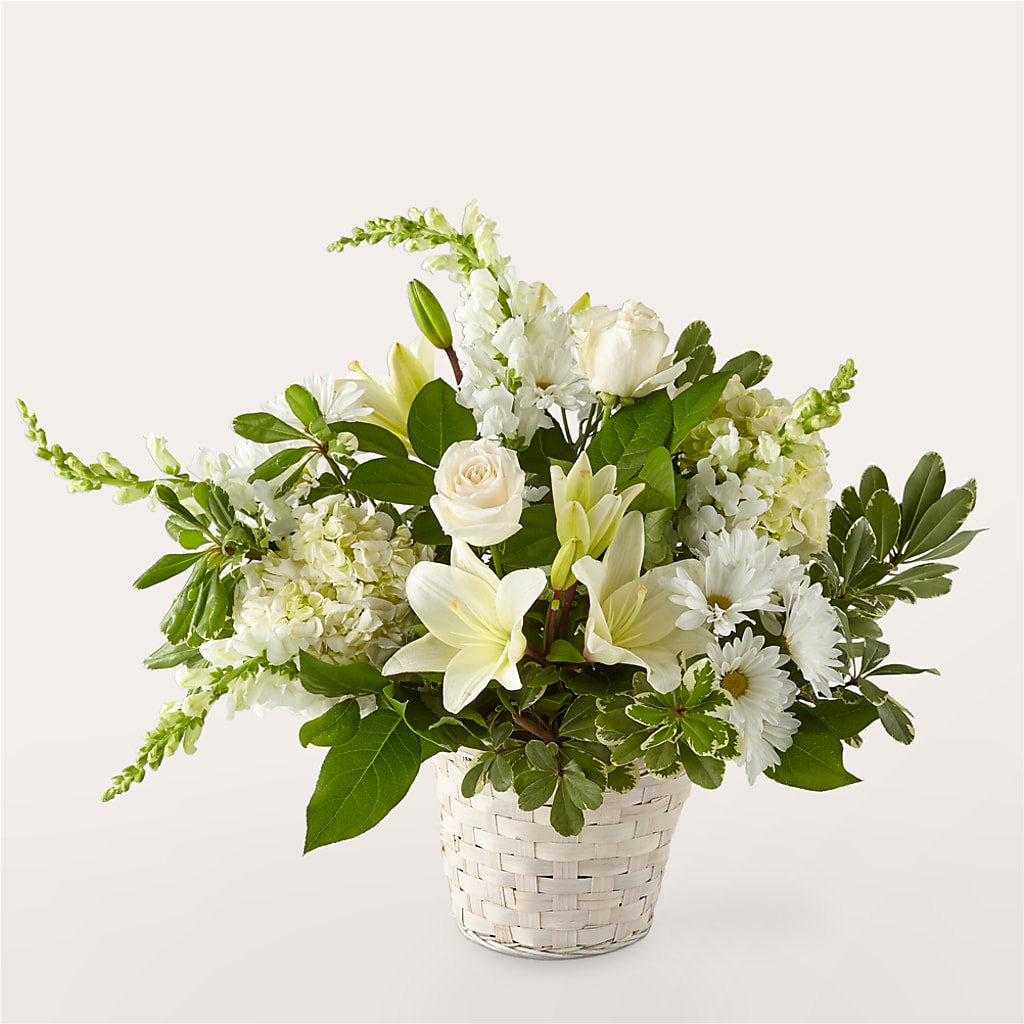 Ivory Elegance Floral Basket – Maplewood Florist, Maplewood NJ