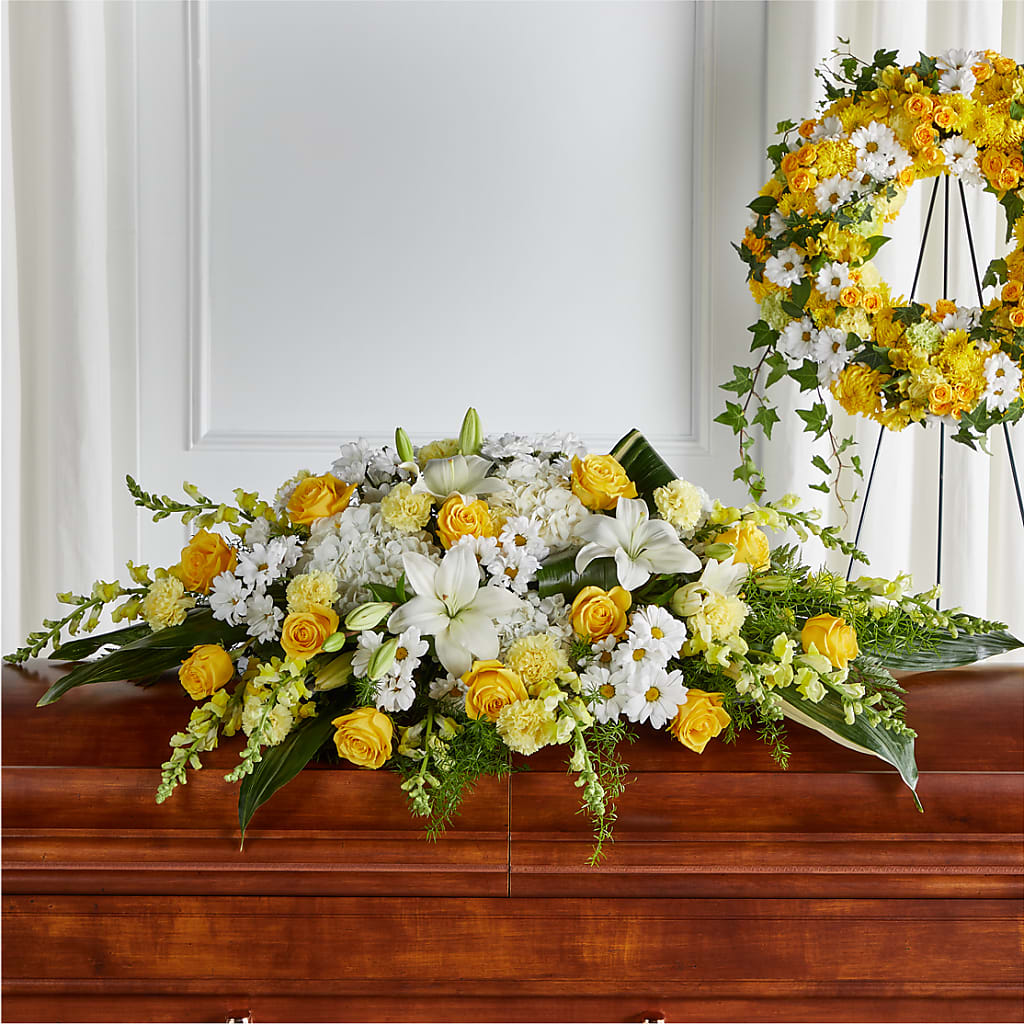 Golden Harmony Casket Spray – Maplewood Florist, Maplewood NJ