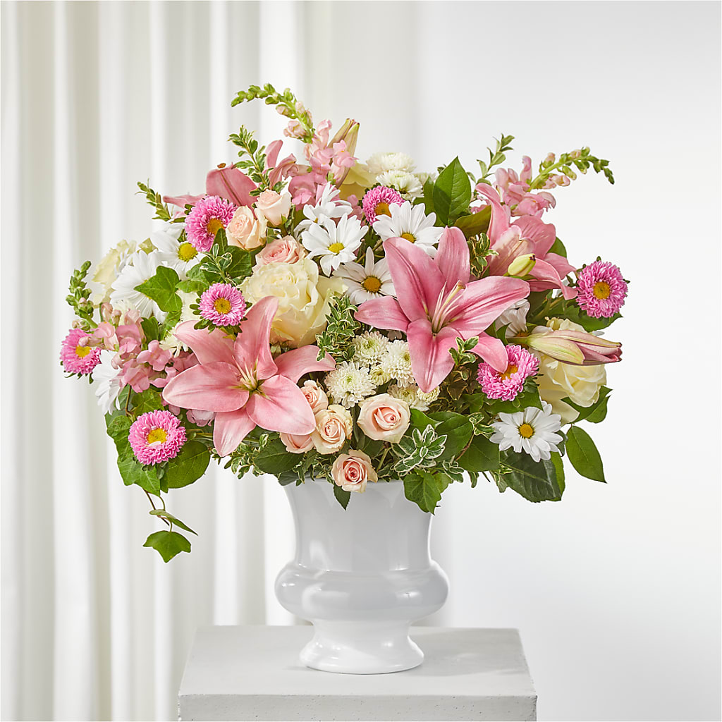 Empathetic Blooms Urn Arrangement – Maplewood Florist, Maplewood NJ