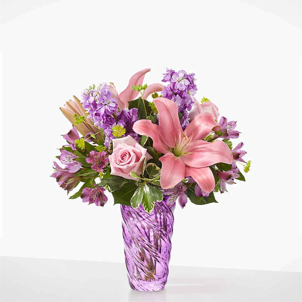 Precious Petals Bouquet with Luxe Swirl Vase – Maplewood Florist, Maplewood NJ