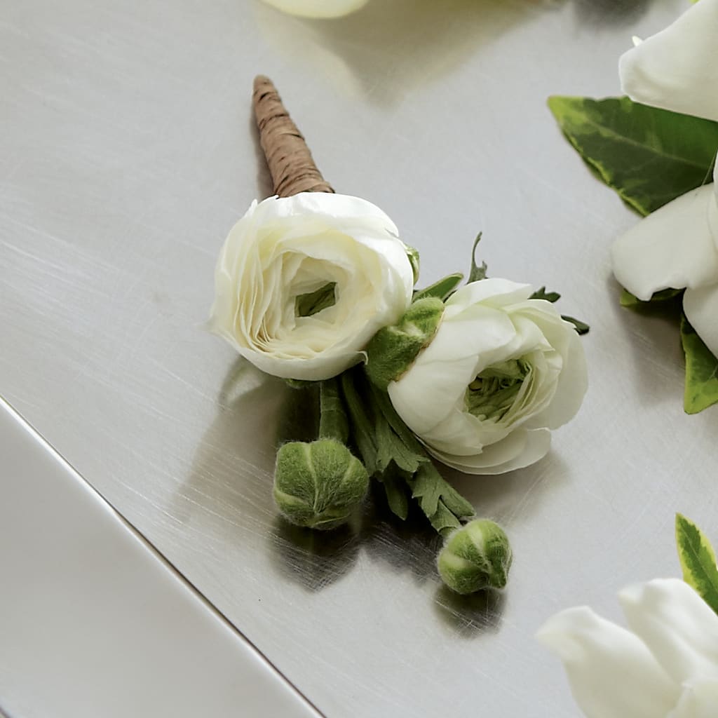 White Ranunculus Boutonniere – Maplewood Florist, Maplewood NJ