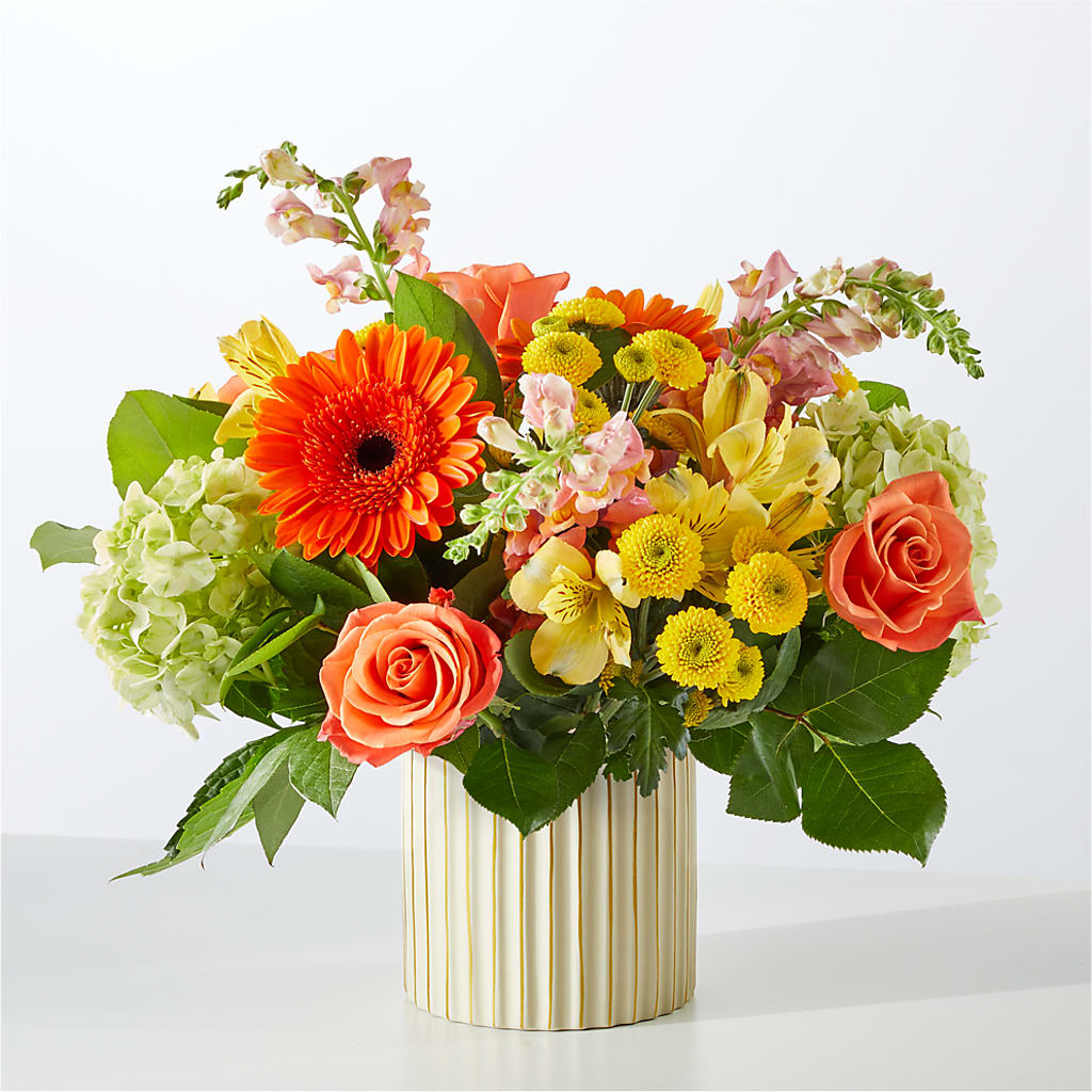 Autumn Sunshine Bouquet with Ivory Vase –  Maplewood Florist, Maplewood NJ