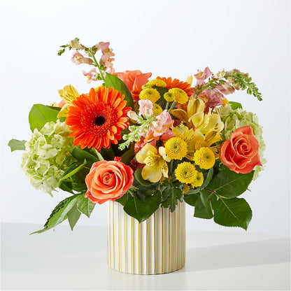 Autumn Sunshine Bouquet with Ivory Vase –  Maplewood Florist, Maplewood NJ