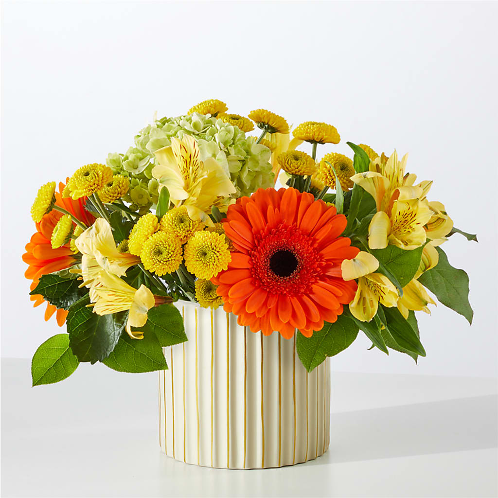 Autumn Sunshine Bouquet with Ivory Vase –  Maplewood Florist, Maplewood NJ